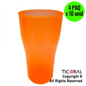 VASO COLA COLOR NARANJA FLUO 4 PAQUETES x 10 UNIDADES